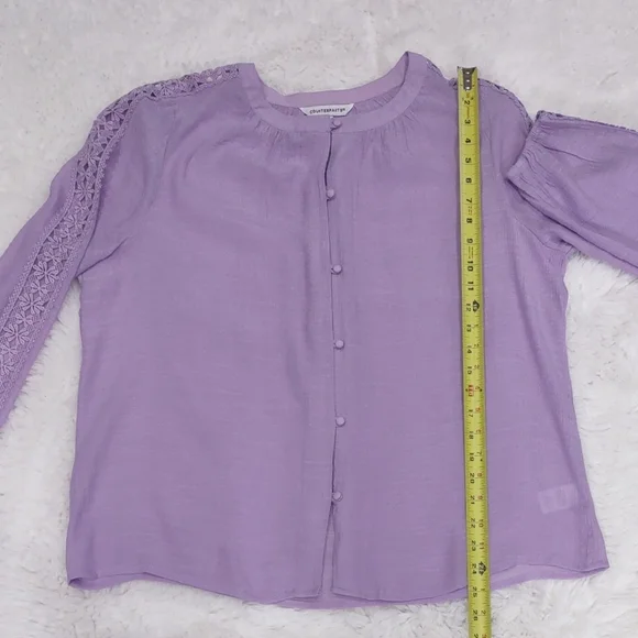 COUNTERPARTS Purple Button-Up Women's Top - Picture 12 of 15
